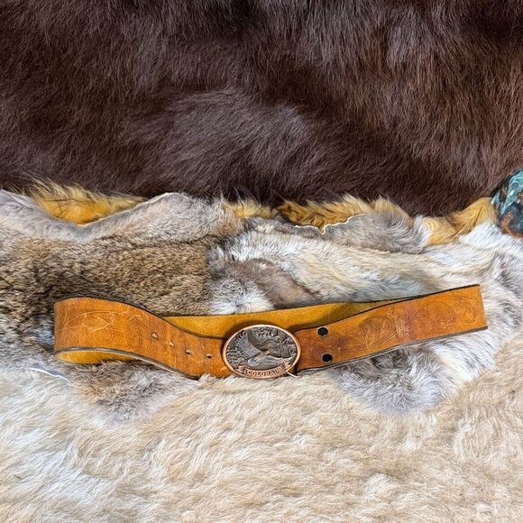 Tan leather  Belt with  Buckle 32 (3045A)